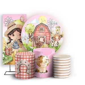 KIT Redondo Trio e Faixa - Fazendinha Aquarela - Sublimado 3D