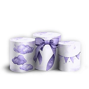 Trio Cilindro - Ursinha Lilas - Sublimado 3D + Elástico