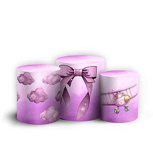 Trio Cilindro - Ursinha Rosa - Sublimado 3D + Elástico