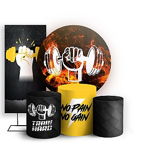 KIT Redondo Trio e Faixa -  Academia Preto - Sublimado 3D