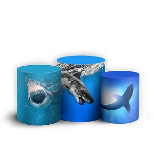 Trio Cilindro - Tubarão - Sublimado 3D + Elástico