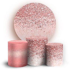 KIT Redondo e Trio - Glitter Rosé - Sublimado 3D