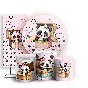 KIT Redondo Trio e Faixa - Panda Rosa - Sublimado 3D