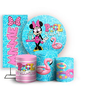 KIT Redondo Trio e Faixa - Minnie Pool Party - Sublimado 3D