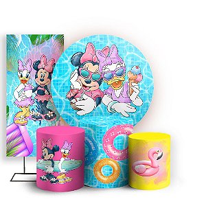 KIT Redondo Trio e Faixa - Minnie e Margarida - Sublimado 3D