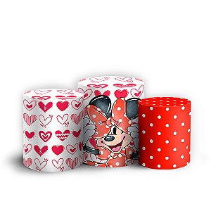 Trio Cilindro - Minnie Vermelha - Sublimado 3D + Elástico