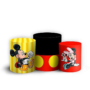 Trio Cilindro - Mickey e Minnie - Sublimado 3D + Elástico