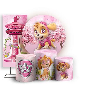 KIT Redondo Trio e Faixa - Patrulha Canina Skye - Sublimado 3D
