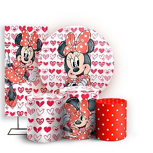 KIT Redondo Trio e Faixa - Minnie Vermelha - Sublimado 3D