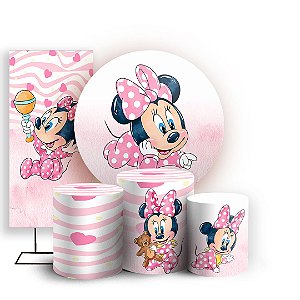 KIT Redondo Trio e Faixa - Minnie Baby - Sublimado 3D