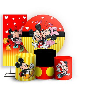 KIT Redondo Trio e Faixa - Mickey e Minnie - Sublimado 3D