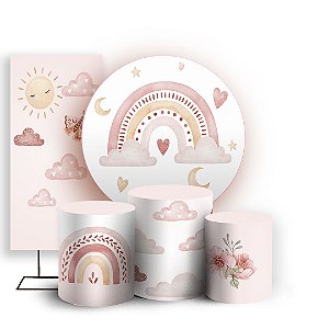 KIT Redondo Trio e Faixa - Arco Iris Bohos - Sublimado 3D