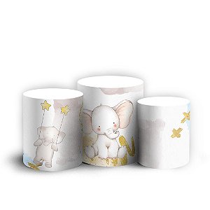 Trio Cilindro - Elefantinho - Sublimado 3D + Elástico
