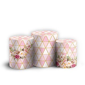 Trio Cilindro - Floral - Sublimado 3D + Elástico
