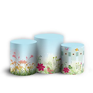 Trio Cilindro - Jardim - Sublimado 3D + Elástico