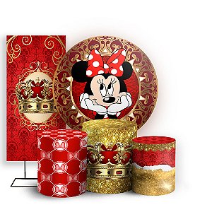 KIT Redondo Trio e Faixa - Minnie Vermelha - Sublimado 3D