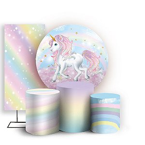 KIT Redondo Trio e Faixa - Unicornio - Sublimado 3D