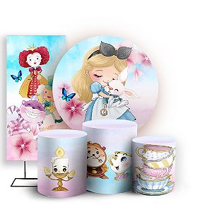 KIT Redondo Trio e Faixa - Alice Pais das Maravilhas - Sublimado 3D