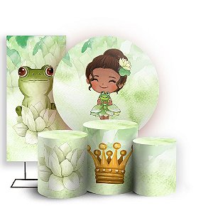 KIT Redondo Trio e Faixa - Tiana Princesa e o Sapo - Sublimado 3D