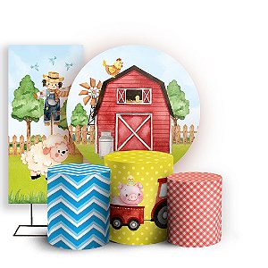 KIT Redondo Trio e Faixa - Fazendinha - Sublimado 3D