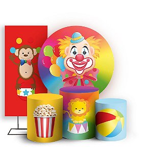 KIT Redondo Trio e Faixa - Circo Palhaço - Sublimado 3D