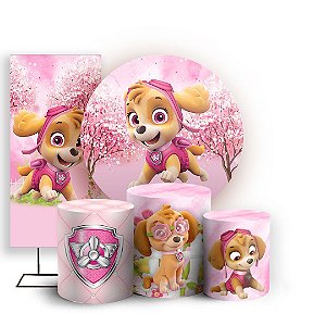 KIT Redondo Trio e Faixa - Skye Patrulha Canina - Sublimado 3D