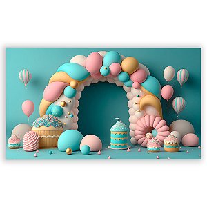 Painel Retangular - Fundo Fotografico Balao - Sublimado 3D