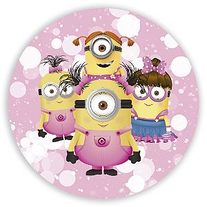 Painel de Mesa - Minions Rosa - Sublimado 3D