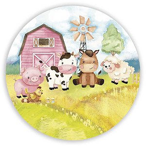 Painel de Mesa - Fazendinha Rosa - Sublimado 3D