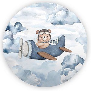 Painel Redondo - Ursinho Aviador - Sublimado 3D