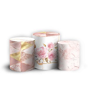 Trio Cilindro - Floral - Sublimado 3D + Elástico