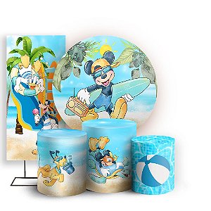 KIT Redondo Trio e Faixa - Mickey Pool Party - Sublimado 3D