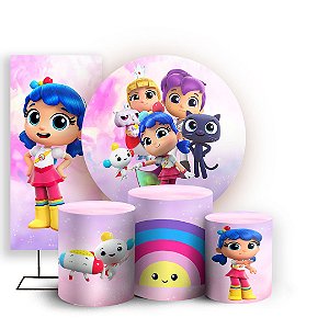 KIT Redondo Trio e Faixa - Vera No Reino Do Arco Iris - Sublimado 3D