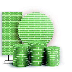 KIT Redondo Trio e Faixa - Tijolos - Sublimado 3D