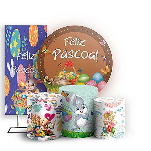 KIT Redondo Trio e Faixa - Feliz Pascoa - Sublimado 3D