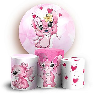 KIT Redondo e Trio - Stitch Rosa - Sublimado 3D