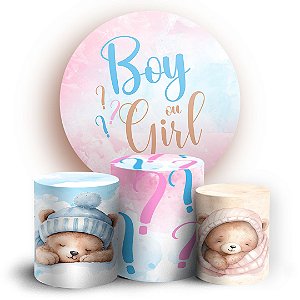 KIT Redondo e Trio - Cha Revelacao - Sublimado 3D