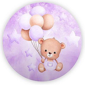 Painel Redondo - Ursinha Lilas - Sublimado 3D
