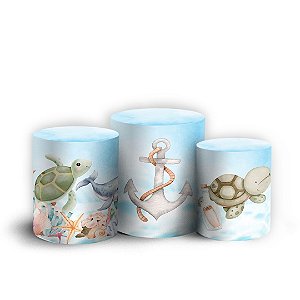 Trio Cilindro - Fundo Do Mar - Sublimado 3D + Elástico