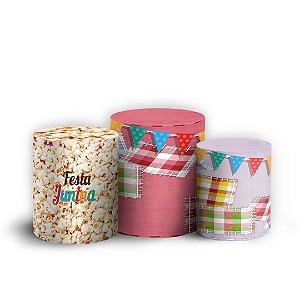 Trio Cilindro - Festa Junina - Sublimado 3D + Elástico