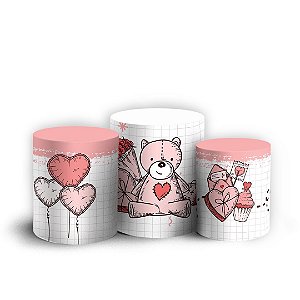 Trio Cilindro - Dia dos Namorados - Sublimado 3D + Elástico