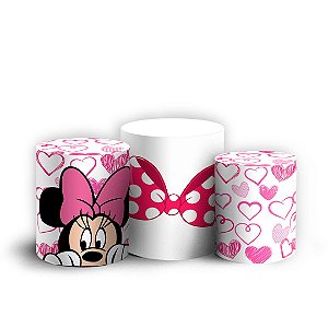 Trio Cilindro - Minnie Rosa - Sublimado 3D + Elástico