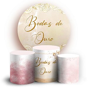 KIT Redondo e Trio - Bodas de Ouro - Sublimado 3D