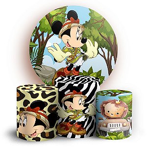 KIT Redondo e Trio - Minnie Safari - Sublimado 3D