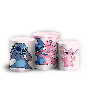 Trio Cilindro - Lilo E Stitch Rosa - Sublimado 3D + Elástico