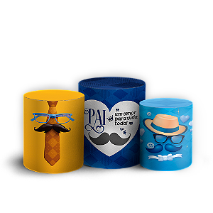 Trio Cilindro - Dia dos Pais - Sublimado 3D + Elástico