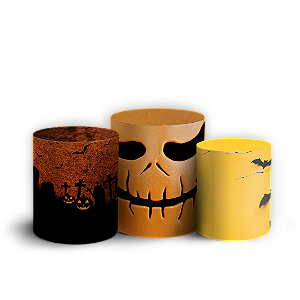 Trio Cilindro - Dia das Bruxas - Sublimado 3D + Elástico