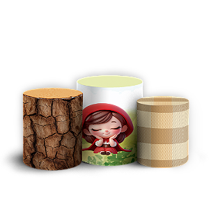 Trio Cilindro - Chapeuzinho Vermelho - Sublimado 3D + Elástico