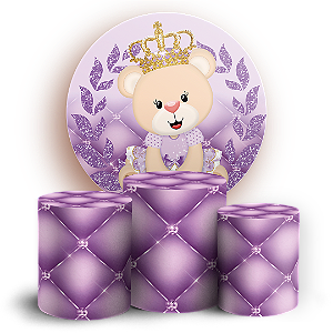KIT Redondo e Trio - Ursinha Lilas - Sublimado 3D