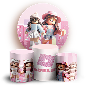 KIT Redondo e Trio - Roblox Rosa - Sublimado 3D